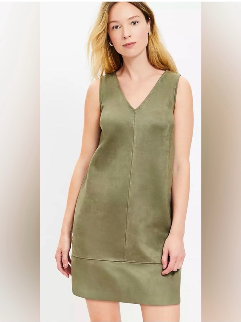 NWT Loft Olive Green Faux Suede Shift Dress